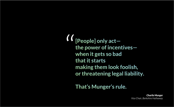 Quote listed below, by Charlie Munger, in colorful text over black background