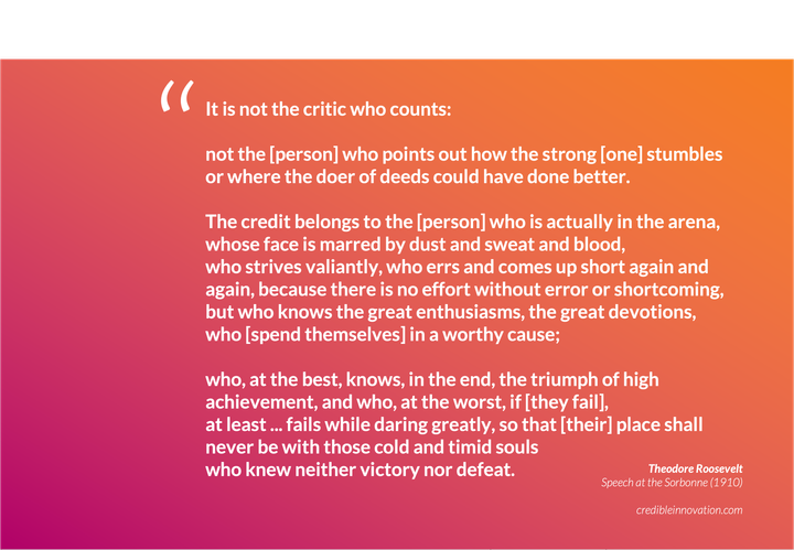 Quote by Theodore Roosevelt listed below, in white text over colorful background